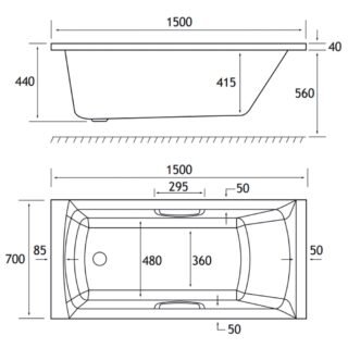 Eastbrook Rockall Single Ended Bath With Twin Grips - No TH - White - Image 4