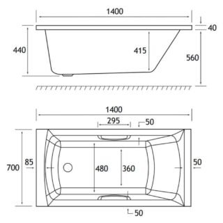Eastbrook Rockall Single Ended Bath With Twin Grips - No TH - White - Image 3