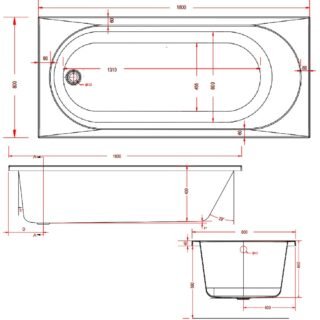 Eastbrook Biscay Beauforte Straight Edge Single Ended Bath - No TH - White - Image 5