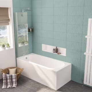 Eastbrook Biscay Beauforte Straight Edge Single Ended Bath - No TH - White - Image 2