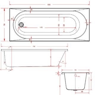 Eastbrook Biscay Beauforte Straight Edge Single Ended Bath - No TH - White - Image 3