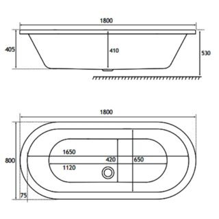 Eastbrook Humber Freestanding Double Ended Bath - No TH - White - Image 5