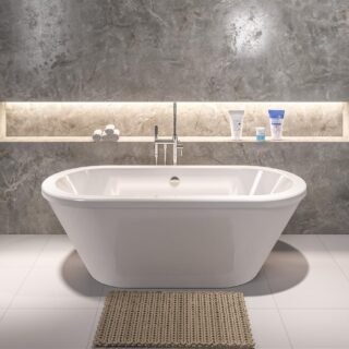 Eastbrook Humber Freestanding Double Ended Bath - No TH - White - Image 2