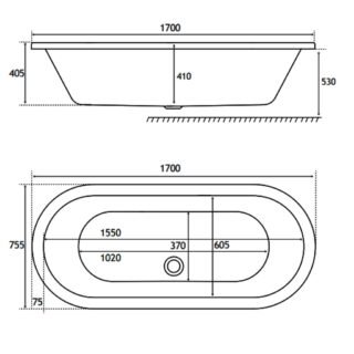 Eastbrook Humber Freestanding Double Ended Bath - No TH - White - Image 4