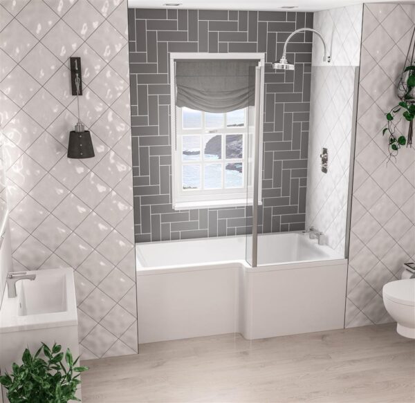 Eastbrook Portland L-Shaped Shower Bath - White - Image 3