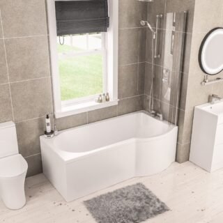 Eastbrook Portland Beauforte P-Shaped Shower Bath - White - Image 3