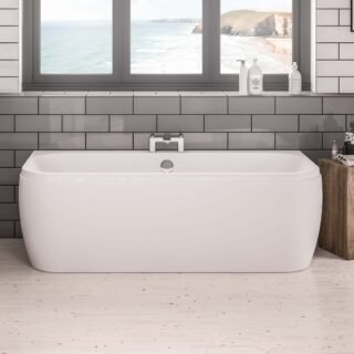 Eastbrook Malin D Shape Back To Wall Bath - No TH - White - Image 2