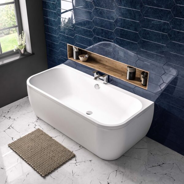 Eastbrook Malin Beauforte D Shape Back To Wall Bath - No TH - White