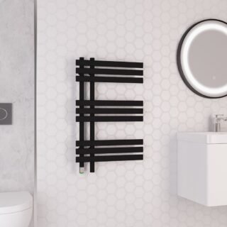 Eastbrook Loddon Dry Element Straight Designer Electric Towel Rail - Matt Black - Image 2