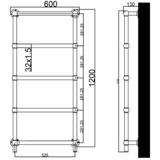 Eastbrook Kennet Dry Element Electric Towel Rail - Chrome - Image 11