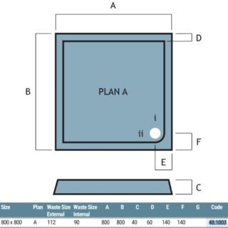 Eastbrook Vantage Plan A Square Shower Tray - White - Image 5