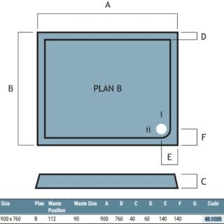 Eastbrook Vantage Plan B Rectangular Shower Tray - White - Image 4