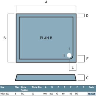 Eastbrook Vantage Plan B Rectangular Shower Tray - White - Image 5