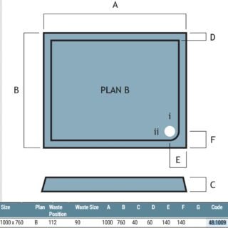 Eastbrook Vantage Plan B Rectangular Shower Tray - White - Image 7