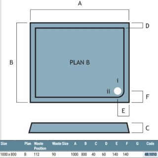 Eastbrook Vantage Plan B Rectangular Shower Tray - White - Image 8