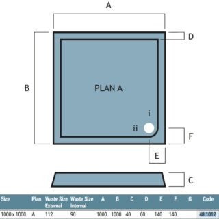 Eastbrook Vantage Plan A Square Shower Tray - White - Image 7