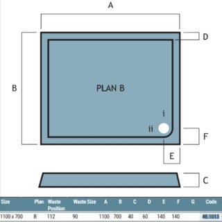 Eastbrook Vantage Plan B Rectangular Shower Tray - White - Image 10