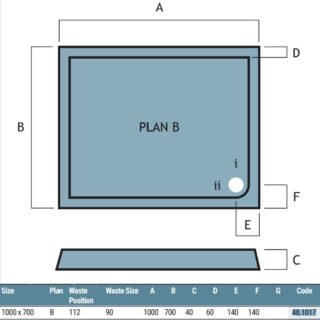 Eastbrook Vantage Plan B Rectangular Shower Tray - White - Image 6