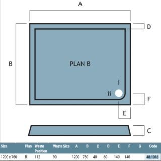 Eastbrook Vantage Plan B Rectangular Shower Tray - White - Image 15