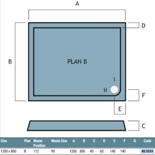 Eastbrook Vantage Plan B Rectangular Shower Tray - White - Image 16
