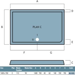Eastbrook Vantage Plan C Rectangular Shower Tray - White - Image 4