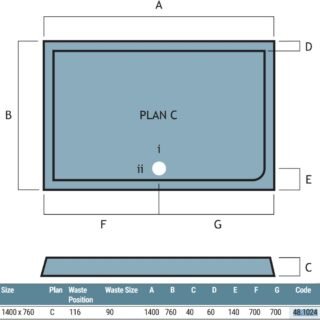 Eastbrook Vantage Plan C Rectangular Shower Tray - White - Image 5