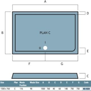 Eastbrook Vantage Plan C Rectangular Shower Tray - White - Image 9
