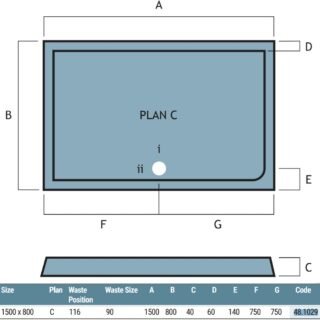 Eastbrook Vantage Plan C Rectangular Shower Tray - White - Image 10