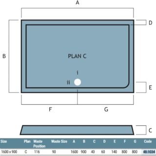 Eastbrook Vantage Plan C Rectangular Shower Tray - White - Image 15