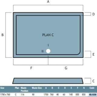 Eastbrook Vantage Plan C Rectangular Shower Tray - White - Image 17