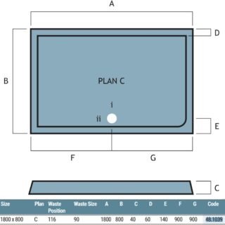 Eastbrook Vantage Plan C Rectangular Shower Tray - White - Image 20