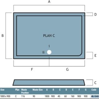 Eastbrook Vantage Plan C Rectangular Shower Tray - White - Image 21