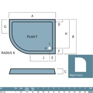 Eastbrook Vantage Plan F Offset Quadrant Shower Tray - White - Image 6