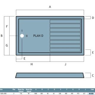 Eastbrook Vantage Plan D Walk In Shower Tray - White - Image 5