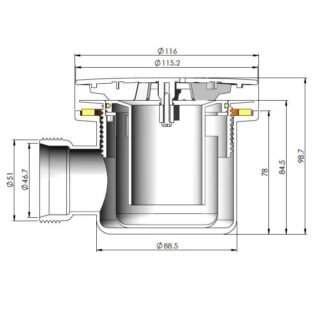 Eastbrook Vantage Shower Tray Waste - 116mm Wide - Image 3