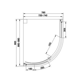 Eastbrook Vantage 1 Door Easy Clean Offset Quadrant Shower Enclosure - 6mm Glass - Matt Black - Image 2