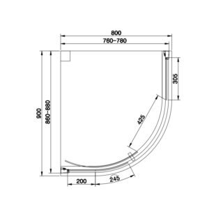 Eastbrook Vantage 1 Door Easy Clean Offset Quadrant Shower Enclosure - 6mm Glass - Matt Black - Image 3