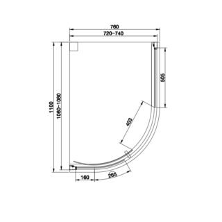 Eastbrook Vantage 1 Door Easy Clean Offset Quadrant Shower Enclosure - 6mm Glass - Matt Black - Image 7