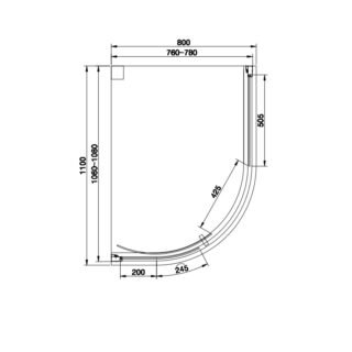 Eastbrook Vantage 1 Door Easy Clean Offset Quadrant Shower Enclosure - 6mm Glass - Matt Black - Image 8