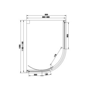 Eastbrook Vantage 1 Door Easy Clean Offset Quadrant Shower Enclosure - 6mm Glass - Matt Black - Image 12