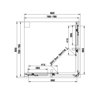 Eastbrook Vantage 1 Door Easy Clean Corner Entry Shower Enclosure - 6mm Glass - Matt Black - Image 2