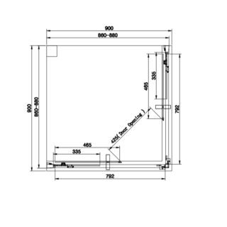 Eastbrook Vantage 1 Door Easy Clean Corner Entry Shower Enclosure - 6mm Glass - Matt Black - Image 3