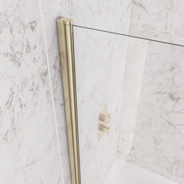 Eastbrook Radius Bath Screen - 6mm Glass - 1400mm x 800mm - Brushed Brass - Image 3