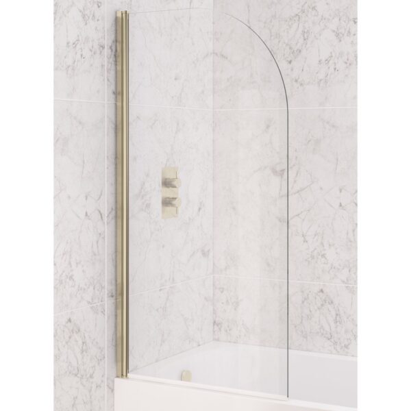 Eastbrook Radius Bath Screen - 6mm Glass - 1400mm x 800mm - Brushed Brass