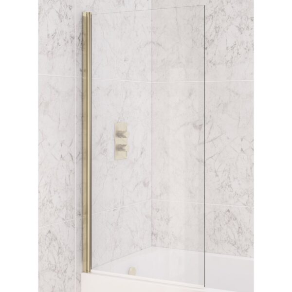 Eastbrook Designer Straight Bath Screen - 6mm Glass - 1400mm x 800mm - Brushed Brass