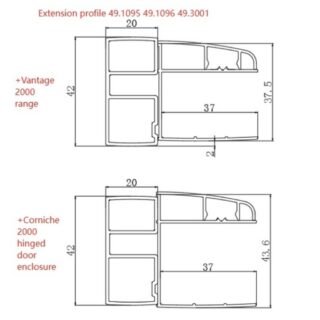 Eastbrook Vantage Extension Profile - 6mm Glass - 2000mm High - Image 2