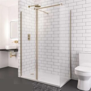 Eastbrook Vantage Easy Clean Walk-In Wetroom Glass Panel - 8mm Glass - Brushed Brass - Image 2