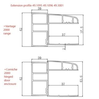 Eastbrook Extension Profile - 6mm Glass - 2000mm High - Brushed Brass - Image 2