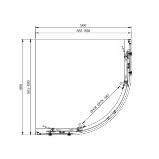 Eastbrook Corniche 2 Door Quadrant Shower Enclosure - 8mm Glass - Matt Black - Image 3