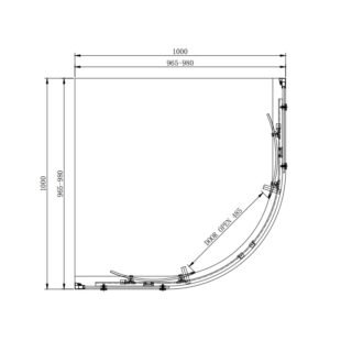 Eastbrook Corniche 2 Door Quadrant Shower Enclosure - 8mm Glass - Matt Black - Image 4